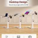 Overbed Table with Wheels, Pneumatic Lift and Tilting Top (White), 27.48 inches x 14.17 inches x 41.06 inches
