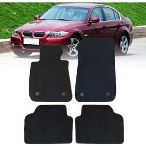 SecosAutoparts Replacement Black Velour Front & Rear Floor Mats Carpet Compatible with BMW E90 3-Series E91 E92 328i 335i 335is M3 2006 2007 2008 2009 2010 2011