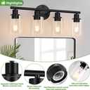 4-Light Bathroom Light Fixtures, Matte Black Modern Vanity Lights Over Mirror with Clear Glass Shade, Bathroom Wall Lamp for Mirror Kitchen Living Room Hallway Cabinet Porch Bedroom Reading room