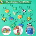 Winrayk 12 Sets Soccer Party Favors Sports Birthday Supplies, Drawstring Bag Silicone Bracelet Keychain Tattoo Sticker, Goodie Stuffer Pinata Filler Teen Kids Boys Soccer Birthday Party Decorations