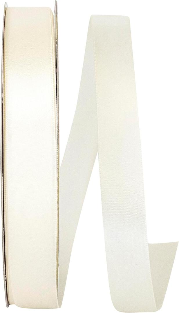Reliant Ribbon 4950-389-05C Double Face Satin Ribbon, 7/8 Inch X 100 Yards, Antique White