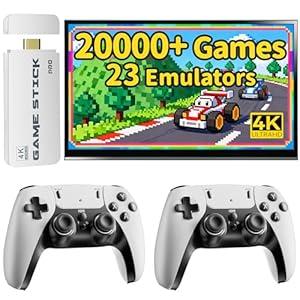 BADGOAL 2026 Upgraded Retro Gaming Console Stick Pro, Classic Video Games for TV with 4K HDMI, Builtin 23 Classic Game Emulators, 20000+ Games (White)