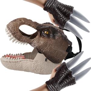 T-Rex Mask and Claw Set, Realistic Design with Dino Roars, Adjustable Strap, Non-Toxic Material, Includes 2 Taloned Gloves for Dress Up, Halloween, Pretend Play