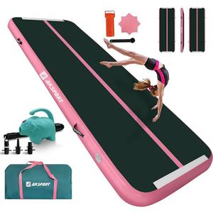 AKSPORT Inflatable Gymnatsics Mat Tumble Track 10ft 13ft 16ft 20ft 23ft Air Tumbling Mat with Air Pump for Home Use/Training/Cheerleading/Yoga