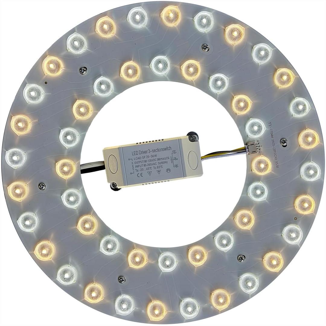 35W 3 CCT LED Light Kit Replacement, LED Panel for Ceiling Flush Mount Ceiling Fan Lights,Retrofit LED Engine Upgrade PCB Board 3500K-4500K-6000K