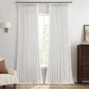 96 Inch Long Pinch Pleated Linen Curtains 2 Panels for Living Room Bedroom Beige White Thick Linen Drapes 96 Inches Semi Sheer Pinch Pleat Sliding Door Curtains Ivory Neutral Window Treatments