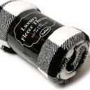Pattern Fleece Blanket Plush Throw 50" x 60" - Black/White Buffalo Plaid (Buffalo Plaid Black Throw 50'' X 60'')