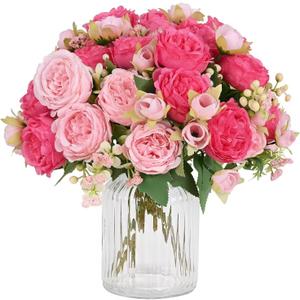 MARTINE MALL 4 Packs Peonies Artificial Flowers, Mixed Pink Artificial Peonies, Silk Peonies Flowers Fake Peonies Artificial Flowers Peonies Bouquet for Centerpiece Table Wedding Party Home Decor