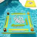 3tyto Double-Sided Floating Mahjong Table for Pool, Premium EVA Floating Mahjong Table with Tile Grooves & Cup Holders, Multi-Game Floating Mahjong Set for Pool for Mahjong, Poker & Dominoes, 31.5 inches x 31.5 inches x 2 inches