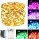 39Ft 120 LED Fairy Lights Battery Operated, RGB Color Changing String Light with Remote and Timer, Battery Powered Twinkle Lights for Bedroom, Dorm, Wall, Mason Jar, Backyard Indoor Outdoor Christmas