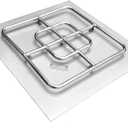 onlyfire Stainless Steel Square Fire Pit Flat Pan with Burner Ring Assembly, 18-Inch (Silver)