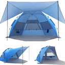 Elegear CumbreX Beach Tent with 360 Removable Canopy, 4-6 Person Pop Up Sun Shade Shelter, UPF 50+ Automated Installation Double Silver Coating Portable Lightweight Beach Cabana for Beach/Outdoor