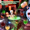 Large Cauldron Halloween Decor with Skeleton, Magic Floating Potion Bottles & Fog Diffuser - Halloween Decorations Indoor- Black Witches Cauldron Bowl Hocus Pocus Decor for Home Room Kitchen Decor