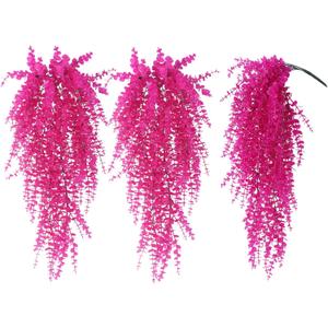 RECUTMS Artificial Plants Fake Hanging Vine Plant Hanging Eucalyptus Vine Artificial Leaves Greenery Plastic Plants for Indoor Bedroom Wall Decoration Outdoor Porch Home Wedding Decor(Pure Fuchsia)
