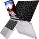 Compatible with MacBook Air 13 inch Case,2020 2019 2018 Release,(A2337 M1 A2179 A1932),with Touch ID and 2 Pack Keyboard Protectors,Laptop Plastic Hard ShellBlack Leopard Cheetah Pattern