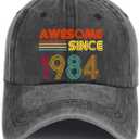 Baseball Cap with Init ial Vintage Adjustable Sunflower Letter Sun Hat Fishing Hats,2025 Retirement Hat Giftss for Women Men (Grey)
