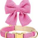 Didog Cute Small Dog Harness Collar and Leash Set with Bowtie, Breathable Soft Mesh Padded Puppy Harness, Dog Harness for Small Dogs Daily Walks Parties, Holiday Gatherings & Gifts, Hot Pink, S