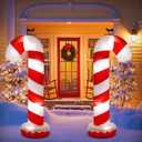 Soulchen 2 Set 5 ft Candy Cane Christmas Inflatables Decoration with Built in LEDs Lighted and Air Blower, Blow up Giant Xmas Candy Outdoor Decor for Holiday Party Yard Garden Lawn Decor