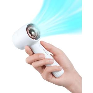 Mr.Young Portable Handheld Fan - Quiet, 3-Speed Adjustable, Turbo Design, USB-C Rechargeable, Pocket-Sized with Desktop Stand, 10+ Hours Battery Life, Outdoor and Indoor Use (White), Small 2 Pack