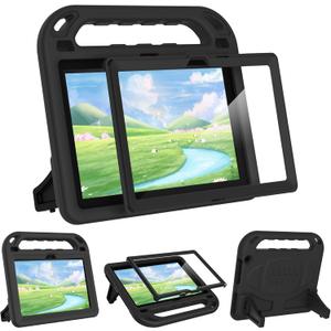 MENZO Fire HD 10 Tablet Case for Kids (13th/11th Generation, 2023/2021 Release), Lightweight Handheld Shockproof Case Built-in Screen Protector with Handle Stand, Black