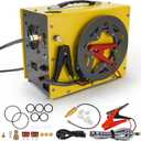 PCP Air Compressor, Auto-stop Powered by DC 12V Car or Home AC 110V/220V, 4500Psi/30Mpa/300Bar Oil/Water Free,Wire Spool Portable Design,PCP Compressor for Paintball, Scuba, Air Rifle