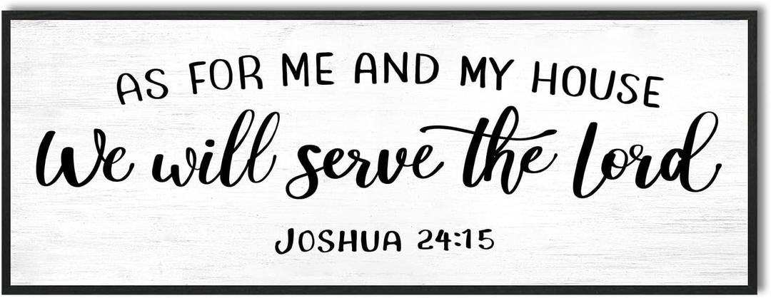 As for Me and My House We Will Serve The Lord Bible Verses Wall Decor: Christian Wall Art Jesus Scripture Religious Home Decor Rustic Farmhouse Pictures Sign Large Framed 40''x15''