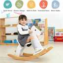 Wooden Rocking Horse Baby Ride On Toy for Toddlers Solid Wood Classic Design with Comfortable Pedal and Safe Backrest Ideal Gift for Kids (Classic, White), 31.5*9.8*20.5