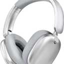 RORSOU C6 Active Noise Cancelling Headphones, Wireless Over Ear Bluetooth Headphones, 60H Playtime, Lightweight Folding Deep Bass Comfort Fit Ear Cups Headset with Mic for iPad/Travel/PC/Home Silver