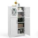  Bathroom Storage Cabinet Linen Storage Cabinet with Doors and Adjustable Shelves White