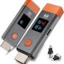 Qisoable Wireless HDMI Transmitter and Receiver 328ft/100m Extender 4K Decode Input 1080P Output Plug&Play Portable 2.4G/5.8G for Video and Audio to Monitor from PC/Projector/TV Box,with LED Display