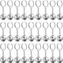 Henoyso 36 Pcs Mini Disco Ball Keychain Bulk Disco Ball Party Favors Sliver Disco for 70s 80s Decorations Mardi Gras Supplies
