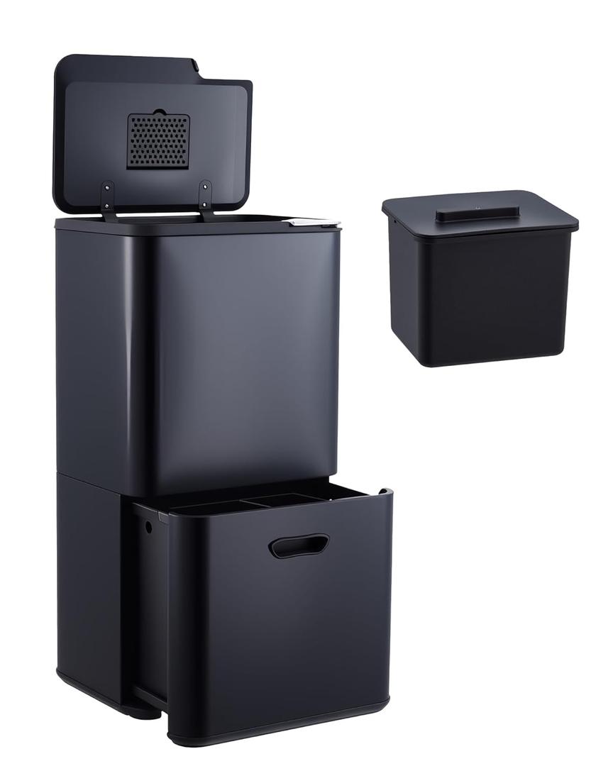 Garvee Dual Trash Can for Kitchen, 2 Compartment (33L + 28L) Garbage Can