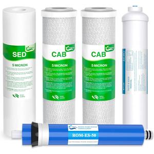 1-5 Stage 50 GPD RO Water Filter Set Replacement Fit for APEC Reverse Osmosis System (1/4" Output)