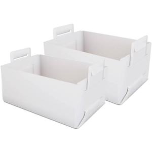 Easy Folding Storage Box, 30L Foldable Cargo Storage Area with Handle - Towels, Books, Fabrics, Office Woven Basket, Baby Laundry Room, Toy or Car Luggage Storage Transparent White (2 pieces)