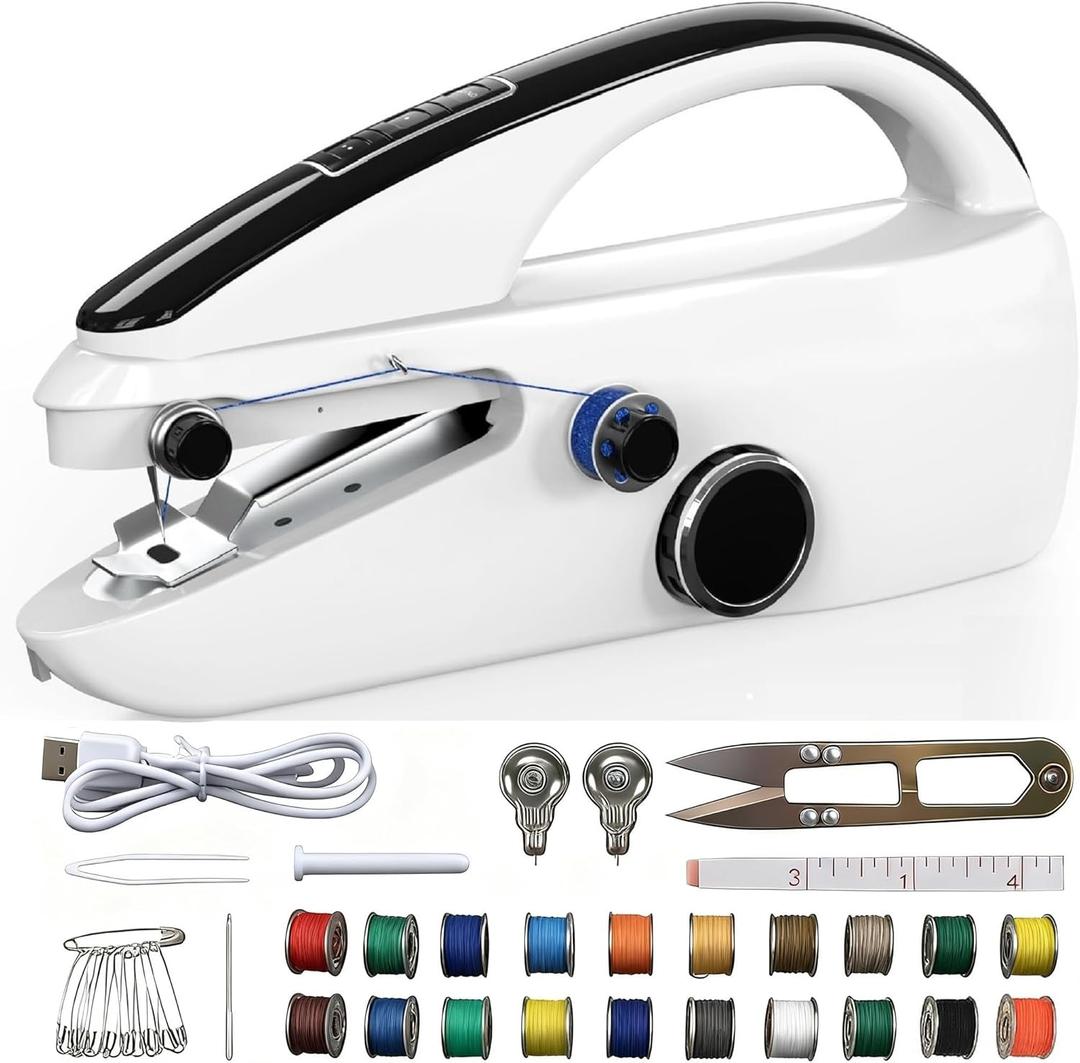 Hand Held Sewing Machines Small Portable Handheld Sewing Machine for Beginners Adult, Easy to Use and Fast Stitch with 2 Speeds, Complete Sewing Kits 20 bobbins