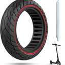 Cooryda 60/70-6.5 Scooter Tire, 10x2.50 Solid Scooter Tire 10 inch Electric Rubber Tubeless Wheels for Ninebot G30 Max / G30D Front or Rear Replacement Tires 1pc Red