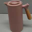 WOLFF - Thermal Coffee Carafe  34oz/1L Insulated Food-Safe Plastic Exterior and Glass Liner, Wood-Style Handle  Keeps Drinks Hot or Cold for Hours, Coffee and Tea Dispenser - Nude Pink, 34floz/1L