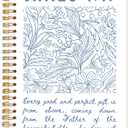 Blue Christian Notebooks, James 1:17 Bible Journaling Spiral Notebook, Religious Journals for Writing, Floral Bible Notebook for Note Taking, Christian Gifts for Women, Note Pads for Bible 5.5x8.3 Inch