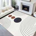 8x10 Boho Area Rug for Living Room Modern Geometric Abstract Rug Ivory