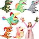 Wettarn 6 Pieces Dinosaur Hand Puppets Plush Stuffed Animals Soft Toys Interactive for Boys and Girls Storytelling Role Playing Stage Performance