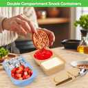 AIERSA Reusable Snack Containers with Lids, 3 Pack Silicone three/2 Compartment Snack Box Container, Divided Grab and Go Snack Container for Take-out Condiments, Sauce