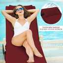 Tondiamo 2 Set Outdoor Chaise Lounge Cushions with Pillows and Storage, 72 x 21 x 3 Inch Outdoor Lounge Chair Seat Pads Outside Waterproof Chaise Cushion for Lawn Patio Furniture(Wine Red)