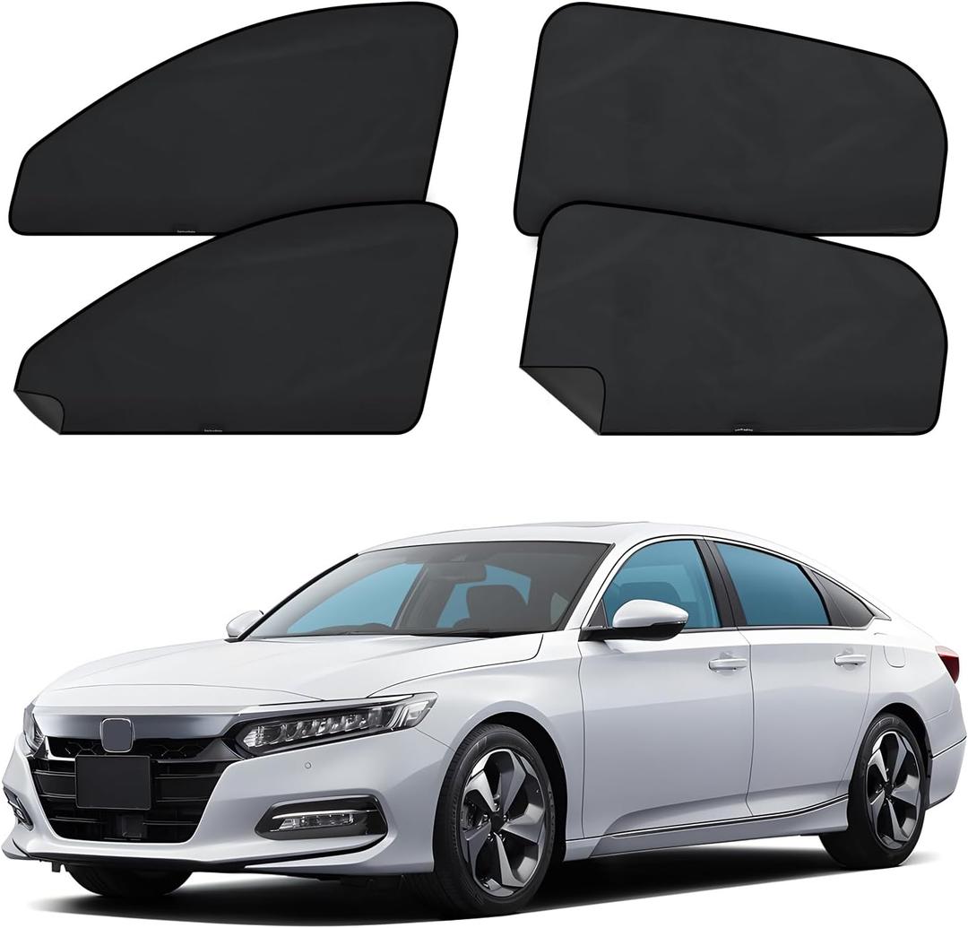 ZATOOTO Car Window Shades for Honda Accord 2018-2023, 4 Pcs Magnetic Car Window Covers - 100% Block Light Privacy Curtains, Side Window Sun Shade for Baby Breastfeeding, Sleeping, Camping