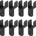 4 Pcs 2x4, 2x6 Black Post Caps Tie Bracket, Inner Width Actual 1-1/2", Joist Anchor Connector Hanger, 17 Gauge