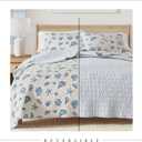 Great Bay Home Coastal Quilt Set - 3-Piece Full/Queen Size Nautical Bedding Set - Lightweight, All-Season, Reversible Coral-Printed Bedspread (Blue Shells)