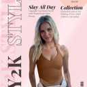 Women's Sexy Halter V Neck Crop Tank Top Sleeveless Backless Trendy Tops Double Lined Going Out Top XS-XXL (Large, Brown)