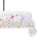 Outdoor Tablecloth with Umbrella Hole and Zipper, Patio Table Covers for Spring/Summer, Machine Washable Outdoor Party/Picnic Rectangle Table Cloth 60 x 84 in