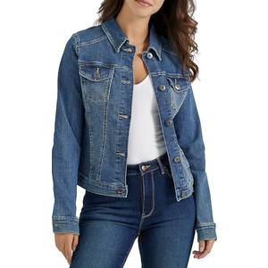 Wrangler Authentics Women's Stretch Denim Jacket, Blue, Large, M