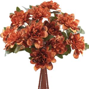 Uieke 6PCS Artificial Daisy Mums Flowers with Stem, Burnt Orange Silk Flowers Arrangement for Home Party Fall Wedding Bouquet Thanksgiving Table Centerpieces Decor (Vintage Terracotta) (Caramel)