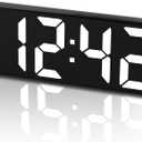 Digital Alarm Clock for Bedroom,Mirror Surface LED Electronic Clocks,Adjustable Brightness, Snooze Model,Voice Control,12/24H Display,Alarm Clock for Kids,Office,Table,Nightstand-White